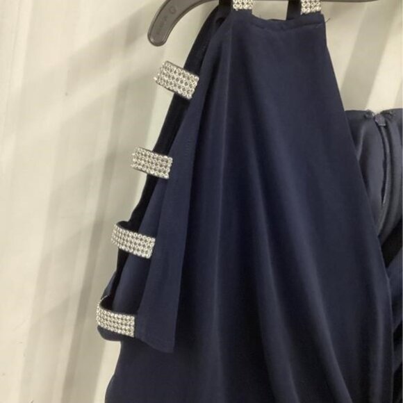 NEW Alex Evenings Womens Long Knot Dress with Embellished Short Sleeve sz 6 navy - Picture 5 of 5